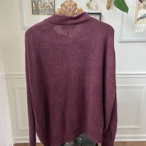 Cabela’s Burgundy Chunky Ribbed Henley Sweater XL - Picture 3 of 9